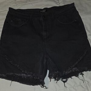 Judy Blue Black Frayed Hem High-Rise Jean Shorts